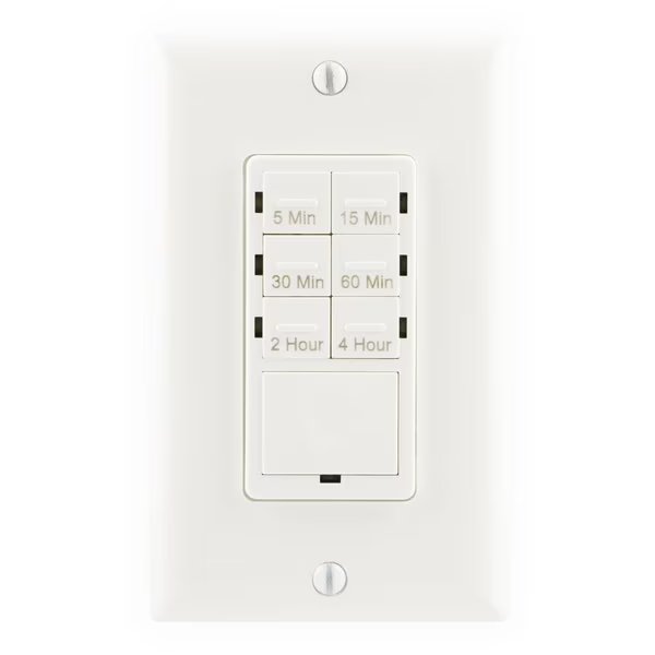 GE In-Wall Digital Countdown Timer, Push Button, 4hr, No Neutral Wire (CFL), Ge, Mfr#: 15318